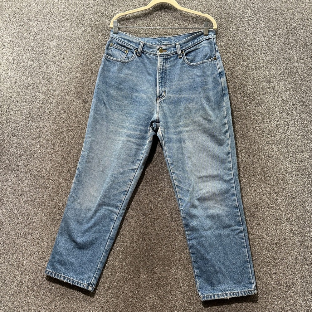 VTG LL Bean‎ Double L Flannel Blanket Lined Jeans Womens 14P Blue Denim Relaxed